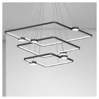 Trade Shop - Lampadario A Sospensione Led 112w 3 Quadrati Con Telecomando Design Moderno Nero 71248         