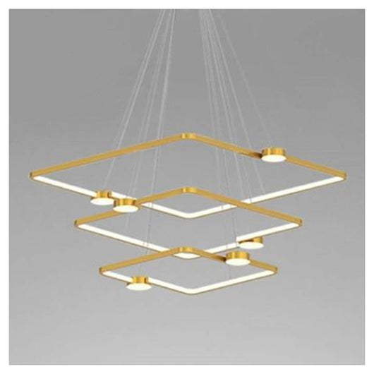 Trade Shop - Lampadario A Sospensione Led 112w 3 Quadrati Con Telecomando Design Moderno Oro 71231         