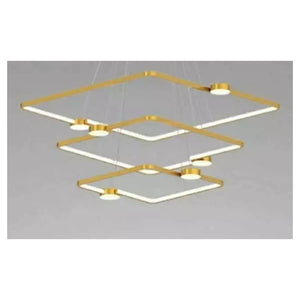 Trade Shop - Lampadario A Sospensione Led 112w 3 Quadrati Con Telecomando Design Moderno Oro 71231         