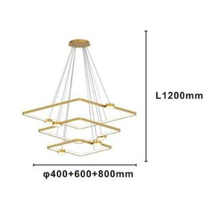 Trade Shop - Lampadario A Sospensione Led 112w 3 Quadrati Con Telecomando Design Moderno Oro 71231         
