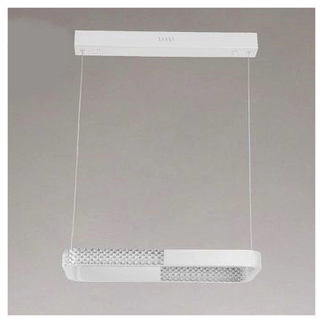 Trade Shop - Lampadario A Sospensione Led 18w Rettangolare Bianco Cristallo Telecomando 32002         