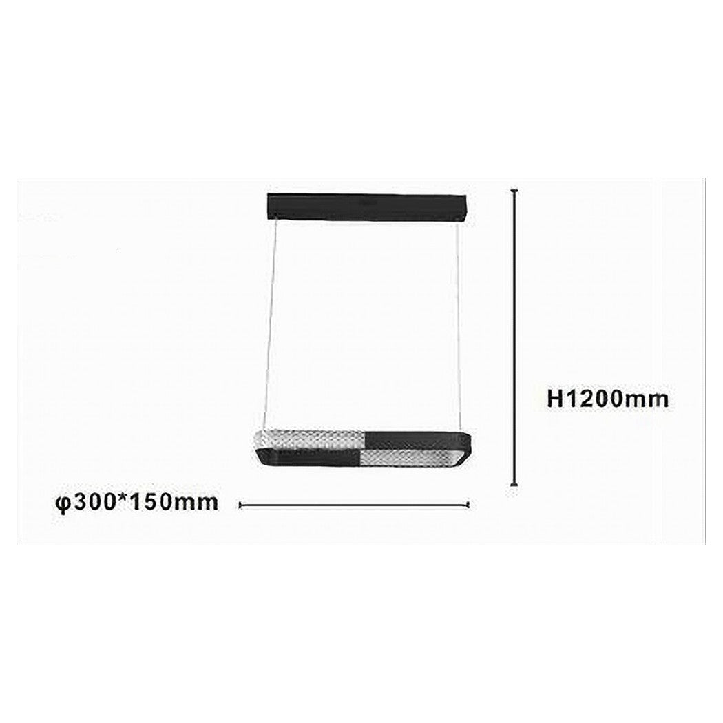 Trade Shop - Lampadario A Sospensione Led 18w Rettangolare Nero Cristallo Telecomando 32019         