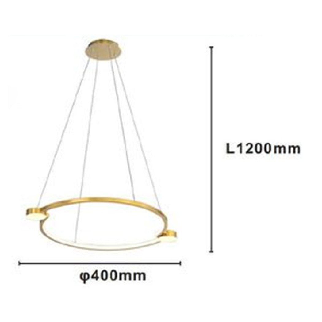 Trade Shop - Lampadario A Sospensione Led 20w Cerchio Con Telecomando Design Moderno Oro 71088         