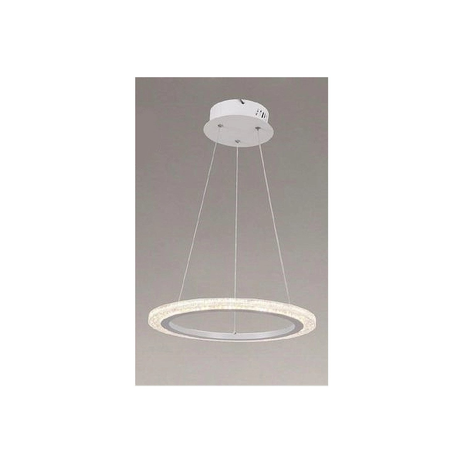 Trade Shop - Lampadario A Sospensione Led 24 W Cerchio Anello Effetto Cristallo Bianco 31890 -
