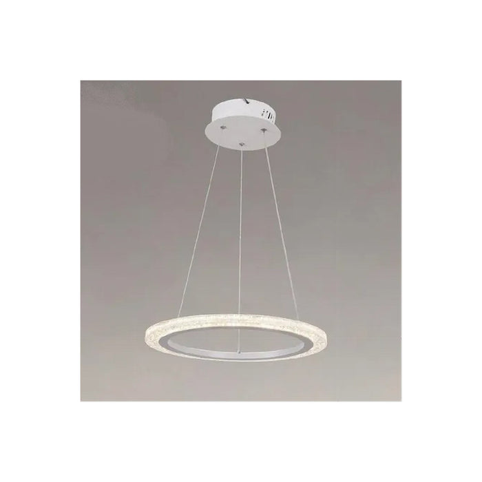 Trade Shop - Lampadario A Sospensione Led 24 W Cerchio Anello Effetto Cristallo Bianco 31890 -