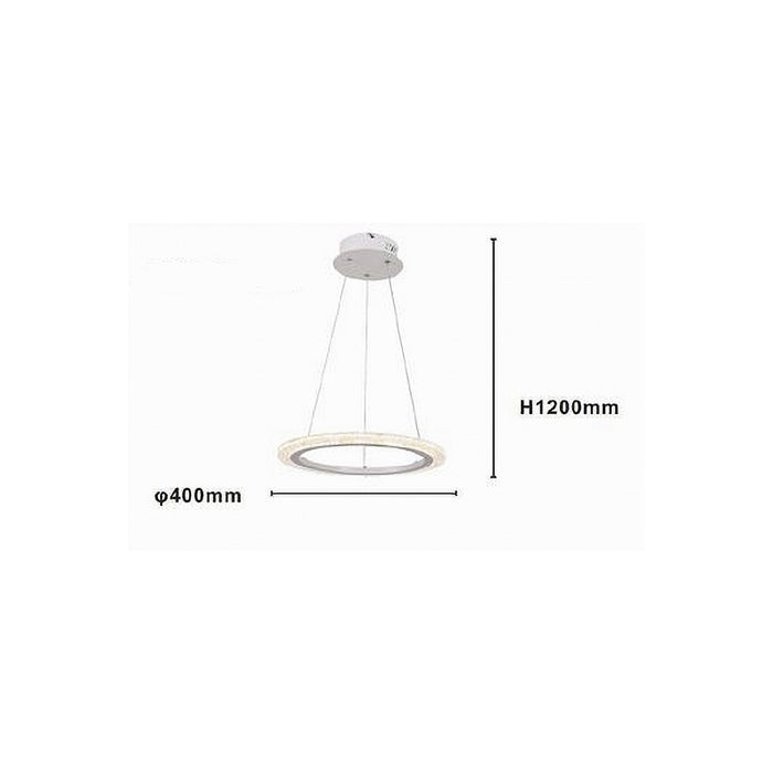 Trade Shop - Lampadario A Sospensione Led 24 W Cerchio Anello Effetto Cristallo Bianco 31890 -