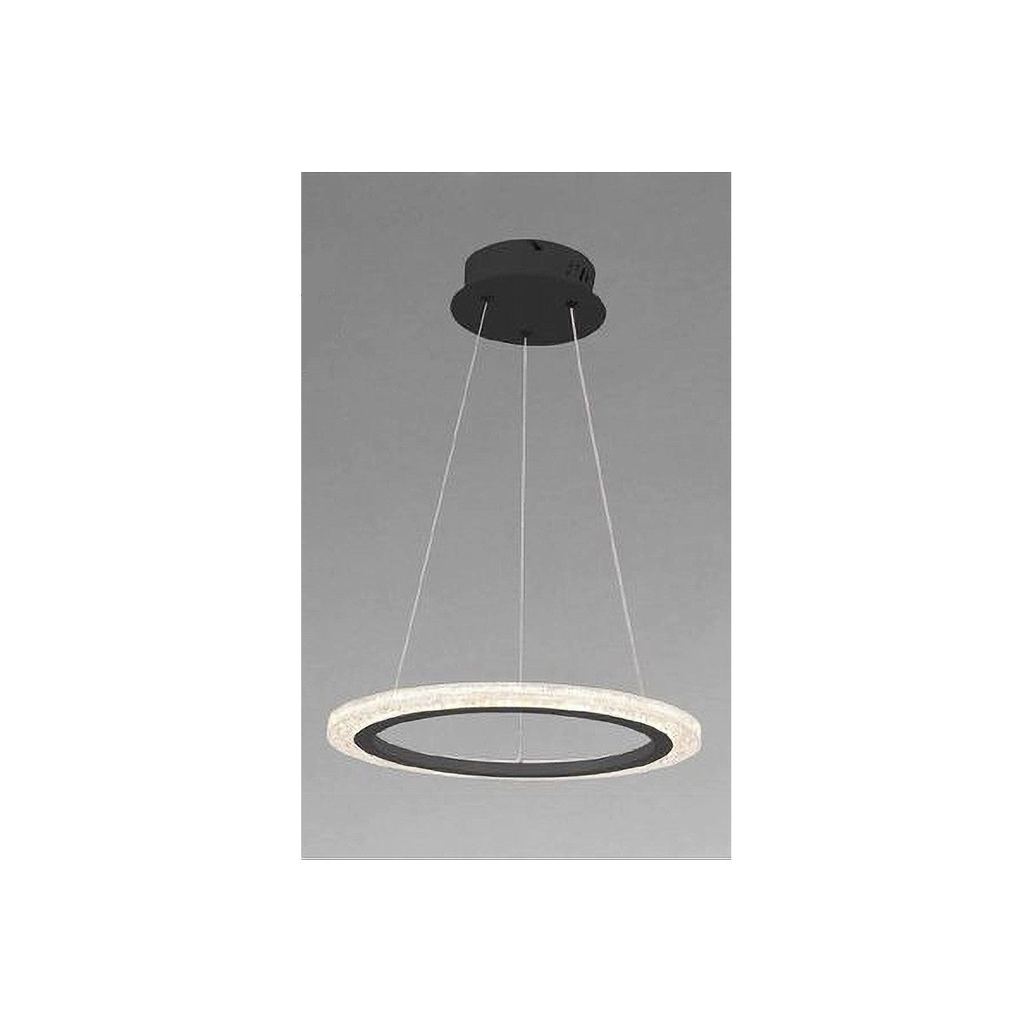 Trade Shop - Lampadario A Sospensione Led 24 Watt Cerchio Anello Effetto Cristallo Nero 31906 -