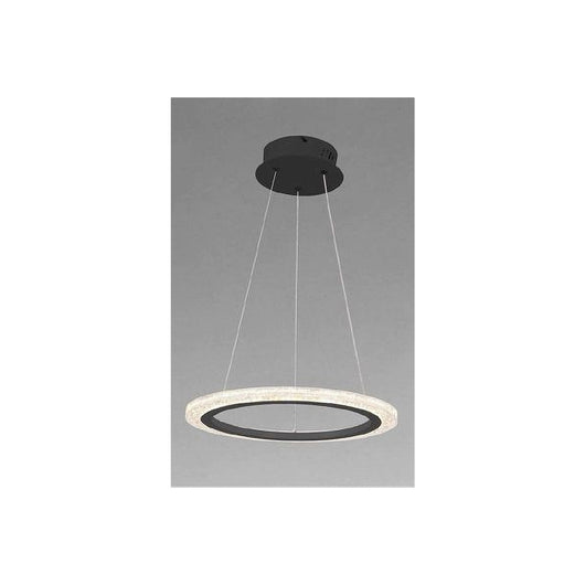 Trade Shop - Lampadario A Sospensione Led 24 Watt Cerchio Anello Effetto Cristallo Nero 31906 -
