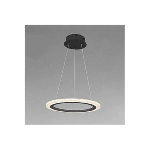 Trade Shop - Lampadario A Sospensione Led 24 Watt Cerchio Anello Effetto Cristallo Nero 31906 -