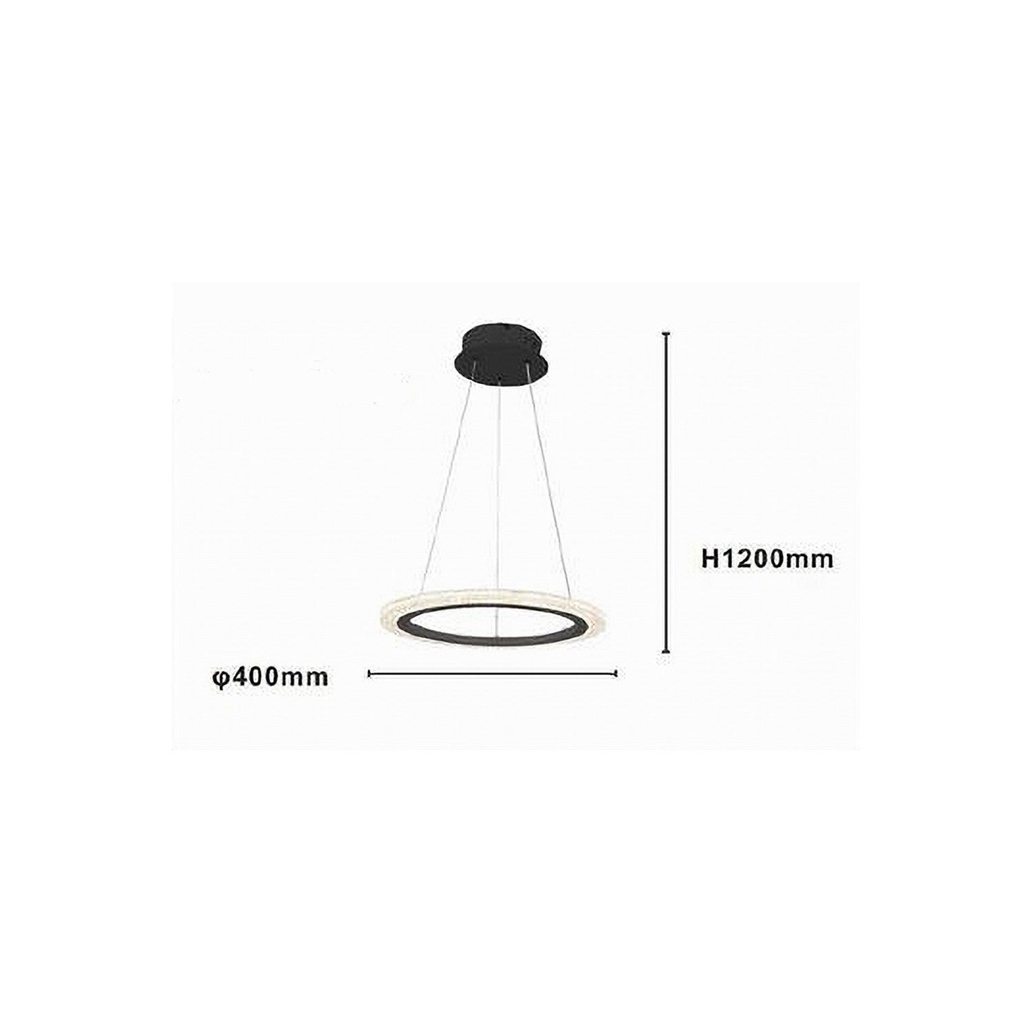 Trade Shop - Lampadario A Sospensione Led 24 Watt Cerchio Anello Effetto Cristallo Nero 31906 -