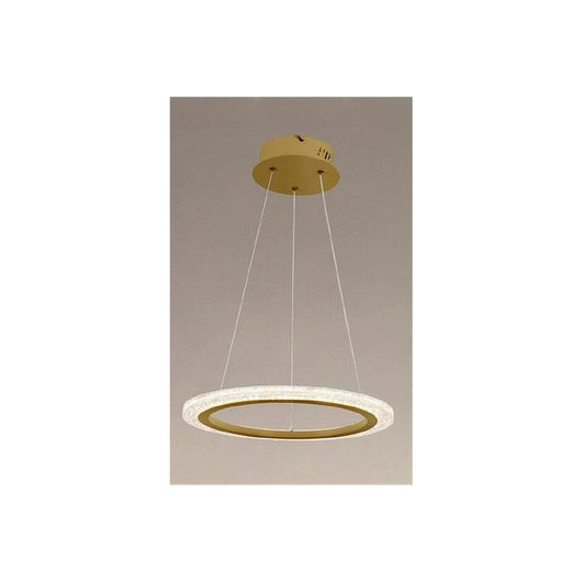 Trade Shop - Lampadario A Sospensione Led 24 Watt Cerchio Anello Effetto Cristallo Oro 31913 -