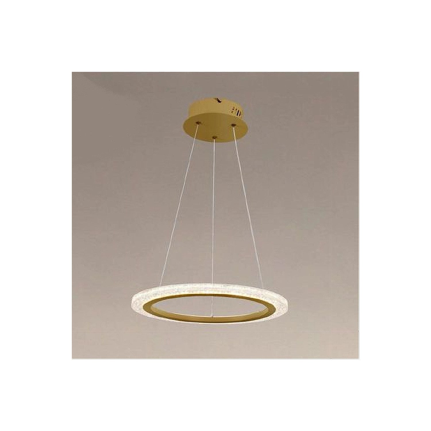 Trade Shop - Lampadario A Sospensione Led 24 Watt Cerchio Anello Effetto Cristallo Oro 31913 -