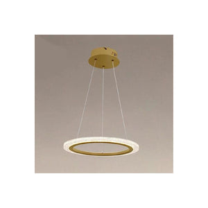 Trade Shop - Lampadario A Sospensione Led 24 Watt Cerchio Anello Effetto Cristallo Oro 31913 -