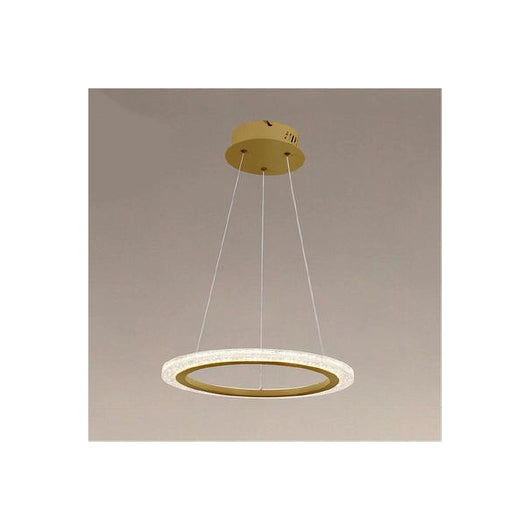 Trade Shop - Lampadario A Sospensione Led 24 Watt Cerchio Anello Effetto Cristallo Oro 31913 -