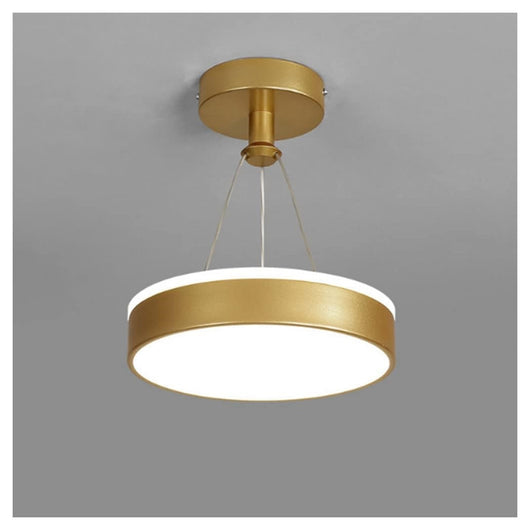 Trade Shop - Lampadario A Sospensione Led 24 Watt Cerchio Tondo Moderno Oro Doppia Luce 50520         