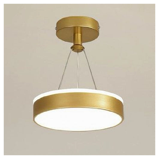 Trade Shop - Lampadario A Sospensione Led 24 Watt Cerchio Tondo Moderno Oro Doppia Luce 50520         