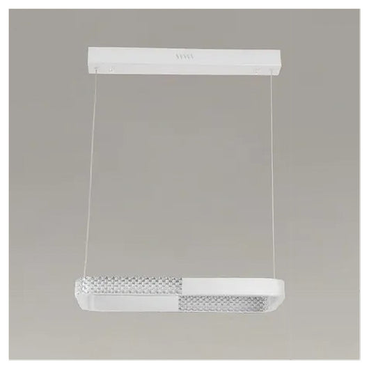 Trade Shop - Lampadario A Sospensione Led 24w Rettangolare Bianco Cristallo Con Telecomando 32033         