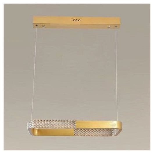 Trade Shop - Lampadario A Sospensione Led 24w Rettangolare Oro Cristallo Con Telecomando 32057         