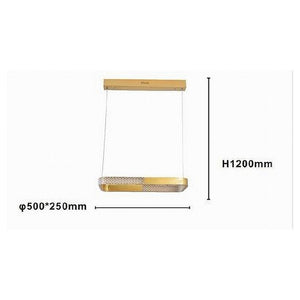 Trade Shop - Lampadario A Sospensione Led 28w Rettangolare Oro Cristallo Con Telecomando 32088         