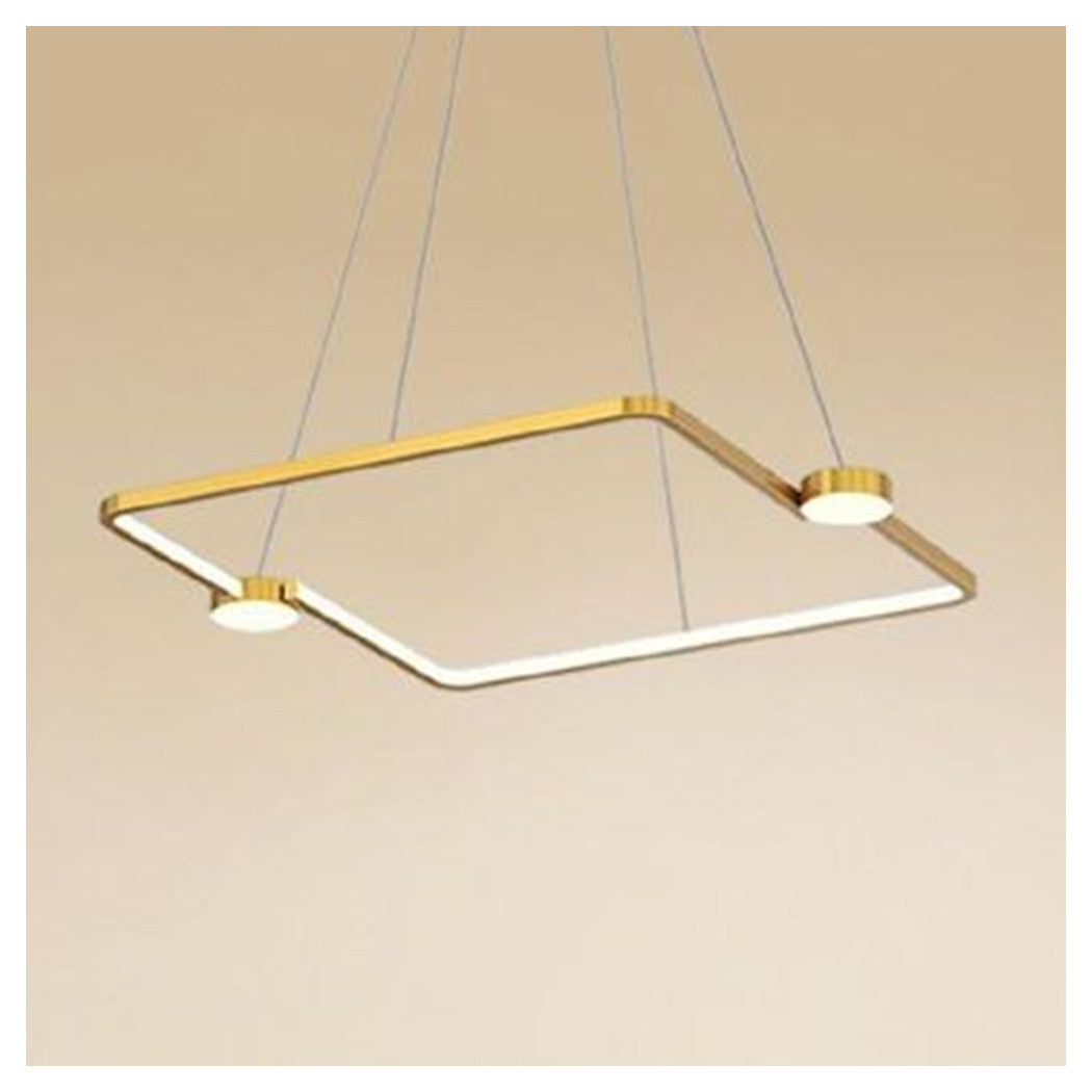 Trade Shop - Lampadario A Sospensione Led 30w Quadrato Con Telecomando Design Moderno Oro 71170         