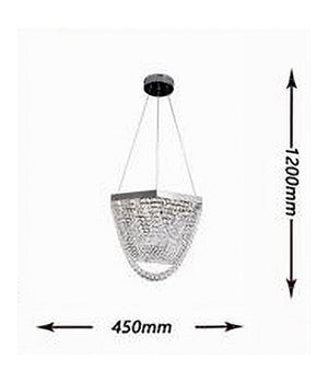 Lampadario A Sospensione Led 35 W Design Moderno Cristalli Luce Fredda 6500k B74         