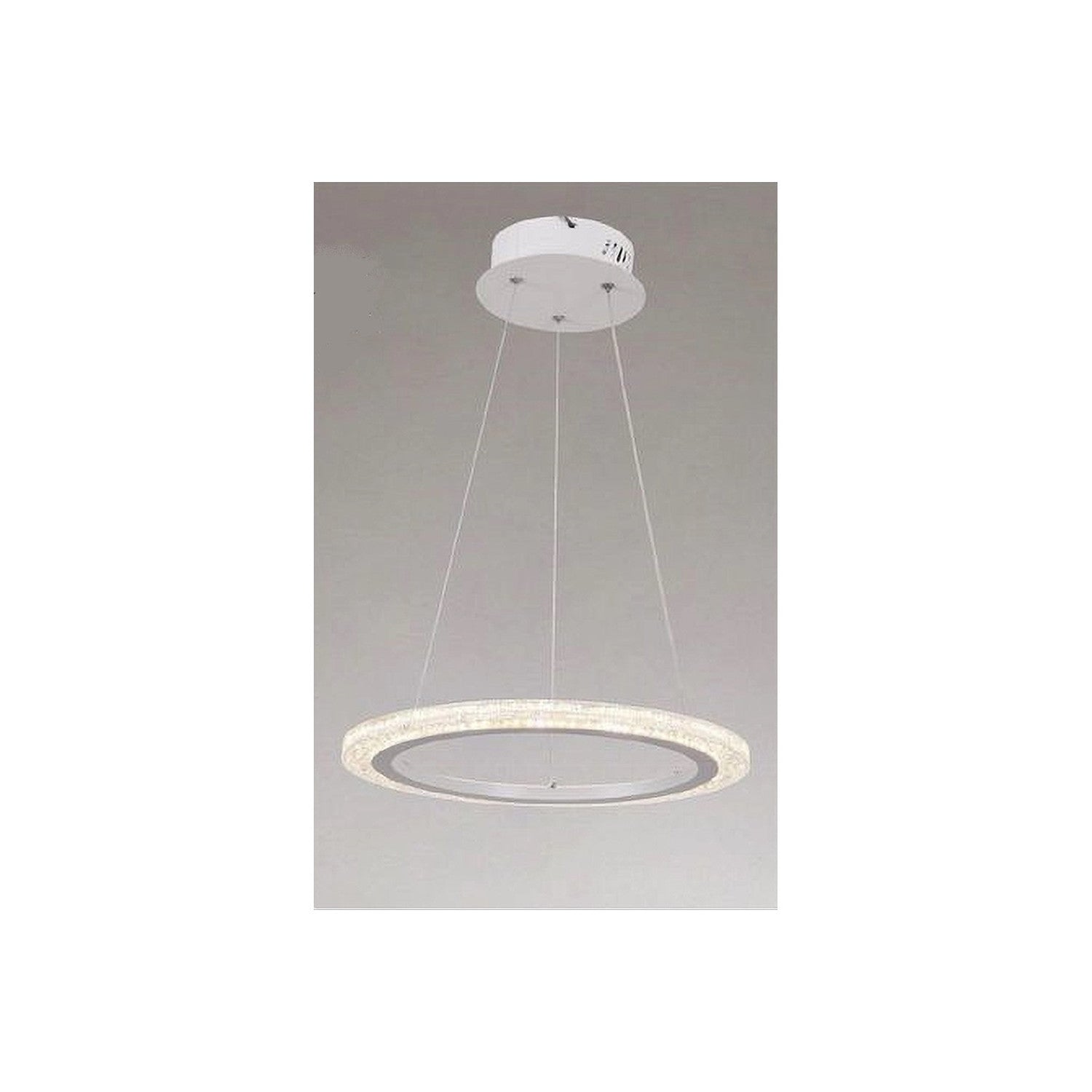 Trade Shop - Lampadario A Sospensione Led 36 W Cerchio Anello Bianco Effetto Cristallo 31920 -