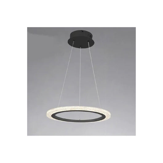 Trade Shop - Lampadario A Sospensione Led 36 Watt Cerchio Anello Nero Effetto Cristallo 31937 -