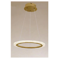 Trade Shop - Lampadario A Sospensione Led 36 Watt Cerchio Anello Oro Effetto Cristallo 31944         