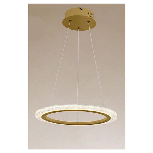 Trade Shop - Lampadario A Sospensione Led 36 Watt Cerchio Anello Oro Effetto Cristallo 31944         