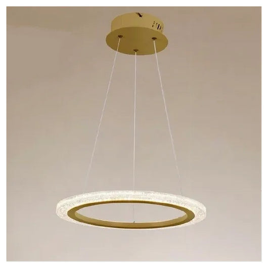 Trade Shop - Lampadario A Sospensione Led 36 Watt Cerchio Anello Oro Effetto Cristallo 31944         