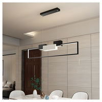 Trade Shop - Lampadario A Sospensione Led 36w Rettangolare Con Telecomando Design Moderno Nero 71585         