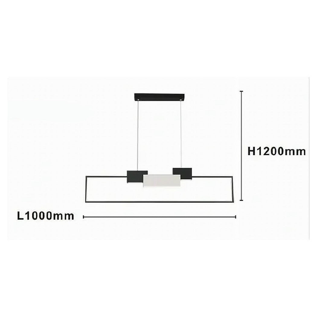 Trade Shop - Lampadario A Sospensione Led 36w Rettangolare Con Telecomando Design Moderno Nero 71585         