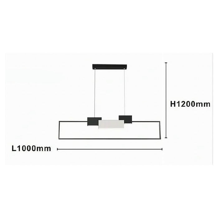 Trade Shop - Lampadario A Sospensione Led 36w Rettangolare Con Telecomando Design Moderno Nero 71585         
