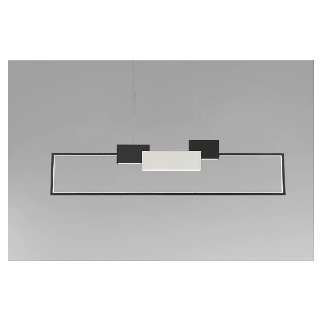 Trade Shop - Lampadario A Sospensione Led 36w Rettangolare Con Telecomando Design Moderno Nero 71585         