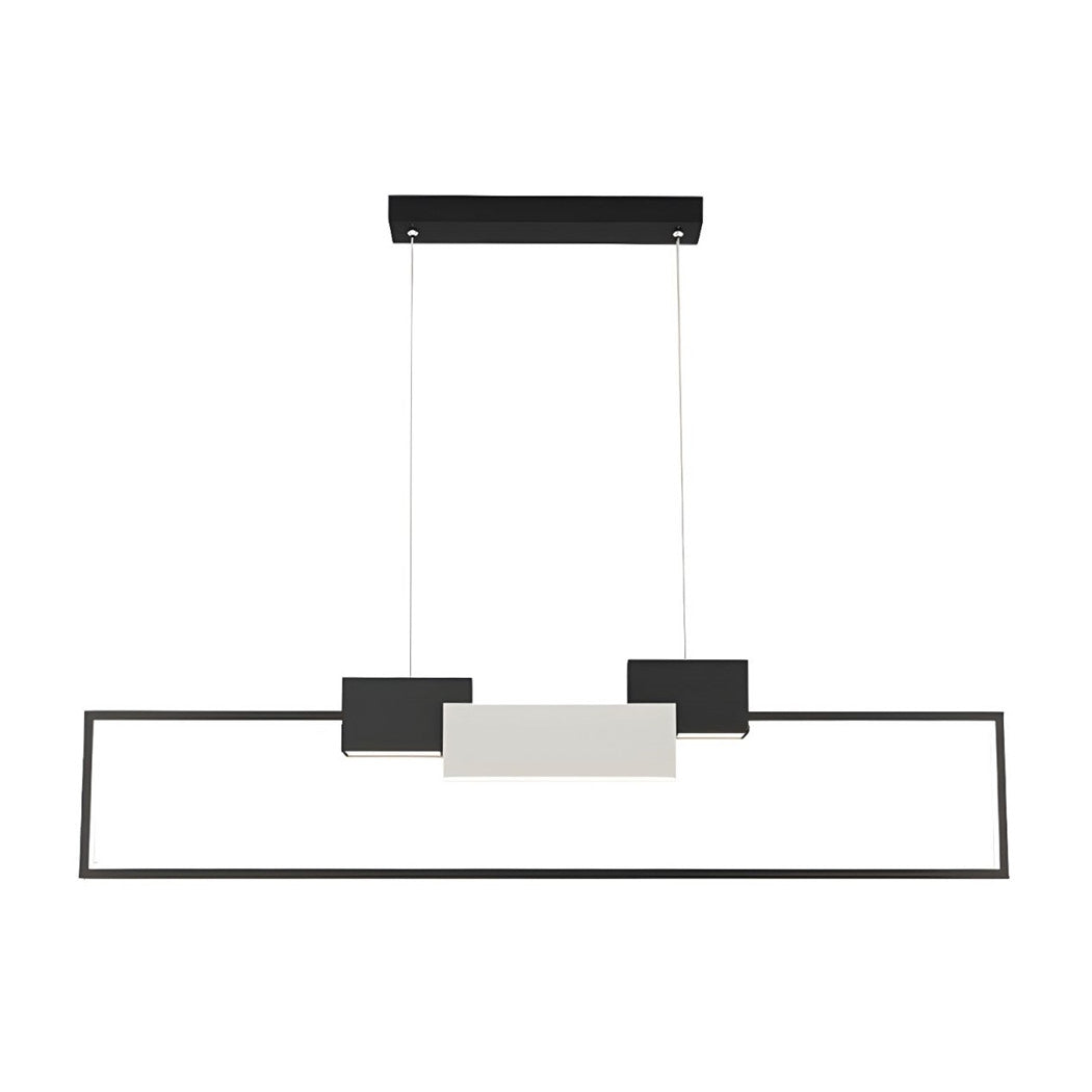 Trade Shop - Lampadario A Sospensione Led 36w Rettangolare Con Telecomando Design Moderno Nero 71585         