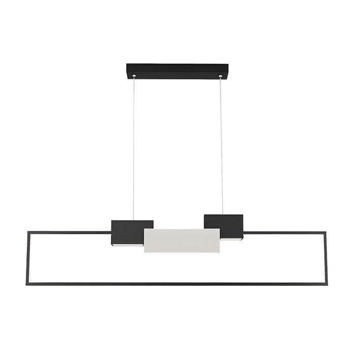 Trade Shop - Lampadario A Sospensione Led 36w Rettangolare Con Telecomando Design Moderno Nero 71585         