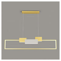 Trade Shop - Lampadario A Sospensione Led 36w Rettangolare Con Telecomando Design Moderno Oro 71592         