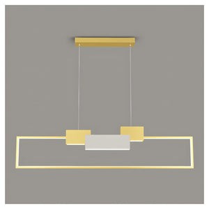 Trade Shop - Lampadario A Sospensione Led 36w Rettangolare Con Telecomando Design Moderno Oro 71592         