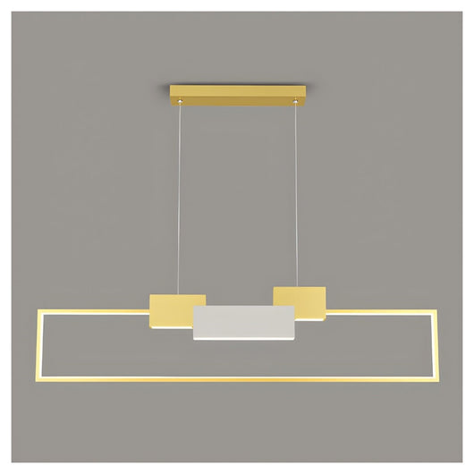 Trade Shop - Lampadario A Sospensione Led 36w Rettangolare Con Telecomando Design Moderno Oro 71592         