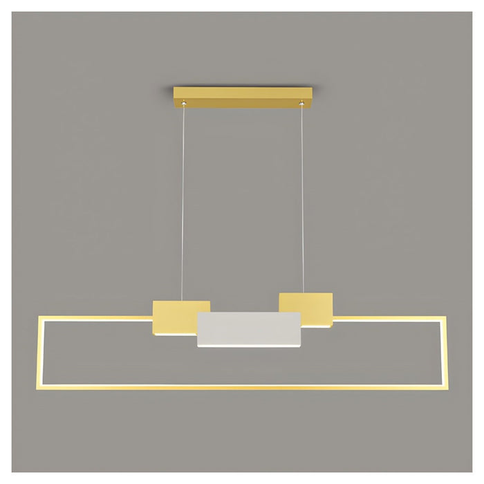 Trade Shop - Lampadario A Sospensione Led 36w Rettangolare Con Telecomando Design Moderno Oro 71592         