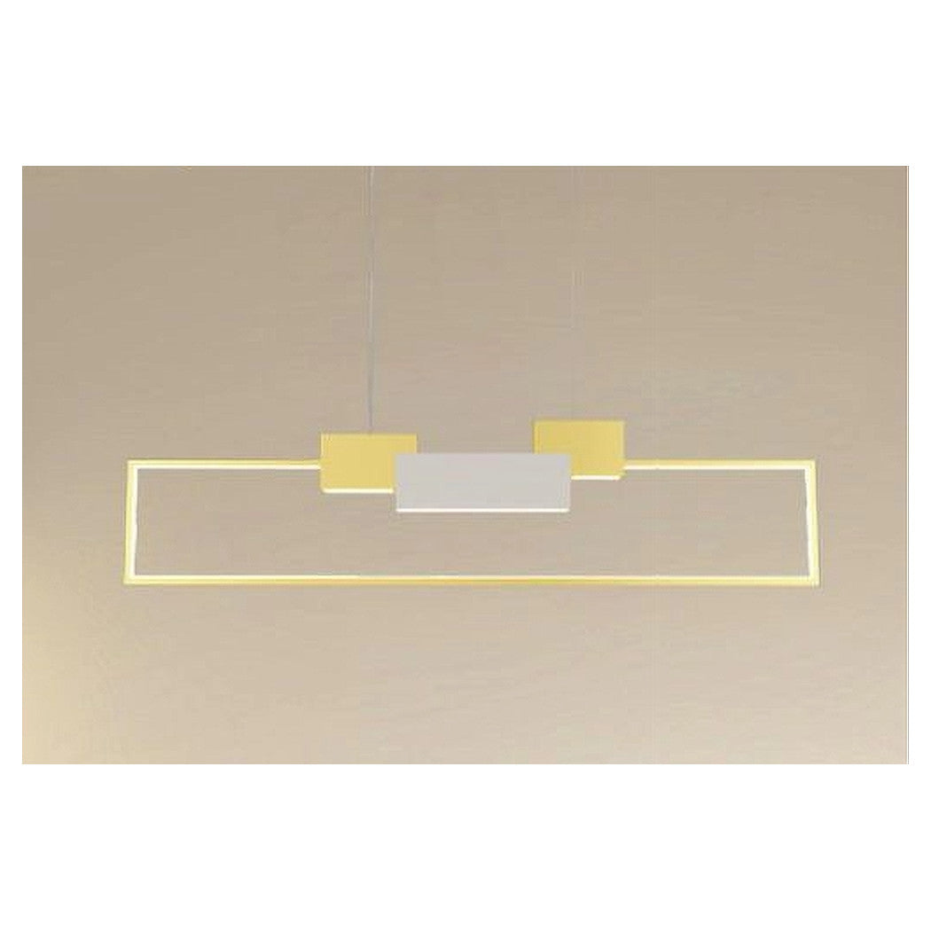 Trade Shop - Lampadario A Sospensione Led 36w Rettangolare Con Telecomando Design Moderno Oro 71592         