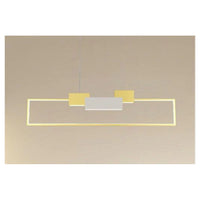 Trade Shop - Lampadario A Sospensione Led 36w Rettangolare Con Telecomando Design Moderno Oro 71592         