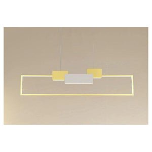 Trade Shop - Lampadario A Sospensione Led 36w Rettangolare Con Telecomando Design Moderno Oro 71592         
