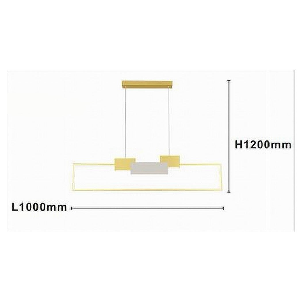 Trade Shop - Lampadario A Sospensione Led 36w Rettangolare Con Telecomando Design Moderno Oro 71592         