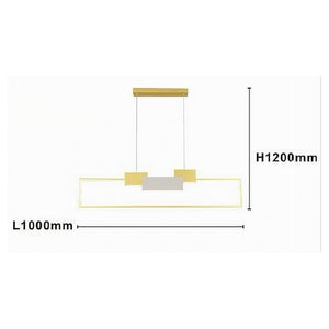 Trade Shop - Lampadario A Sospensione Led 36w Rettangolare Con Telecomando Design Moderno Oro 71592         