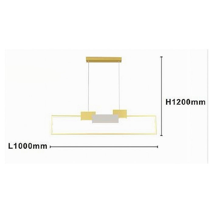 Trade Shop - Lampadario A Sospensione Led 36w Rettangolare Con Telecomando Design Moderno Oro 71592         