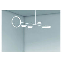 Trade Shop - Lampadario A Sospensione Led 37w Con 5 Cerchi Lampada Orizzontale Bianco Luce Fredda 71347         