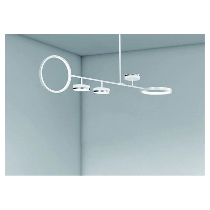 Trade Shop - Lampadario A Sospensione Led 37w Con 5 Cerchi Lampada Orizzontale Bianco Luce Fredda 71347         