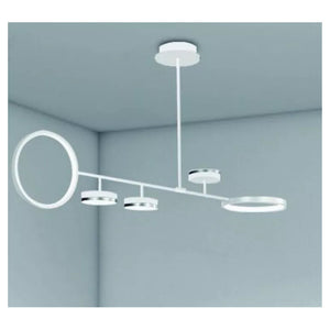 Trade Shop - Lampadario A Sospensione Led 37w Con 5 Cerchi Lampada Orizzontale Bianco Luce Fredda 71347         