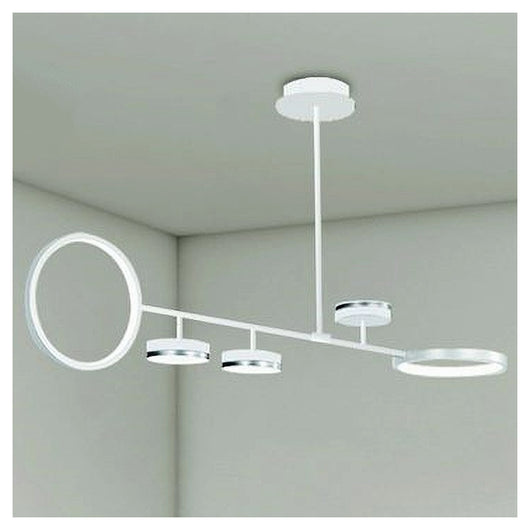 Trade Shop - Lampadario A Sospensione Led 37w Con 5 Cerchi Lampada Orizzontale Bianco Luce Naturale 71330         